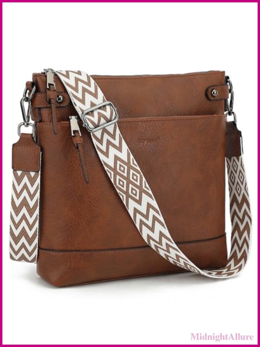 Vegan Leather Hobo Crossbody Bag with Guitar Strap & 6 Card Slots